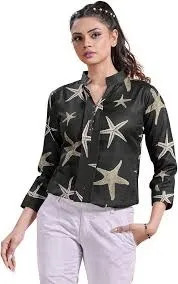 Women’s Black Starfish Print Casual Shirt