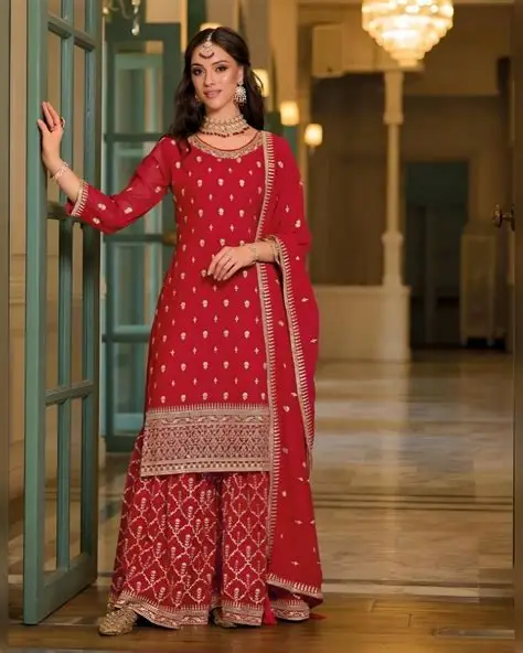 Designer Embroidered Sharara Set – Festive & Wedding Wear